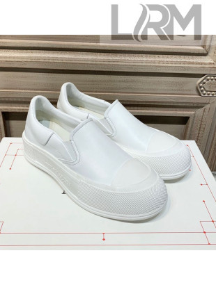 Alexander Mcqueen Deck Skate Silky Calfskin Slip-on Sneakers White 2021 (For Women and Men)
