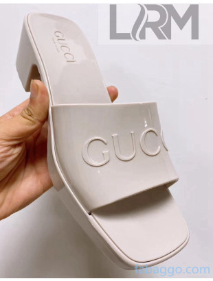Gucci TPU Slide Sandal ‎With 5.5cm Heel Off-White 2021