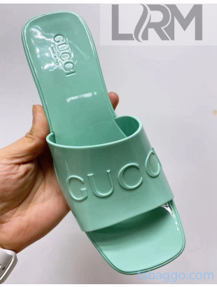 Gucci TPU Slide Sandal ‎With 5.5cm Heel Green 2021
