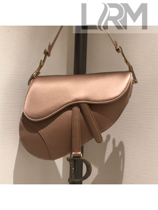 Dior Medium Saddle Bag in Champagne Gold Silk 2019