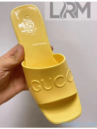 Gucci TPU Slide Sandal ‎With 5.5cm Heel Yellow 2021