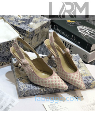 Dior J'Adior Slingback Pumps 65mm in Dots Embroidered Canvas Pink 2020