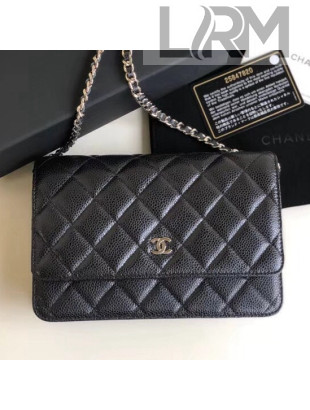 Chanel Quilting Pearl Caviar Calfskin WOC Wallet on Chain Bag Black 2018