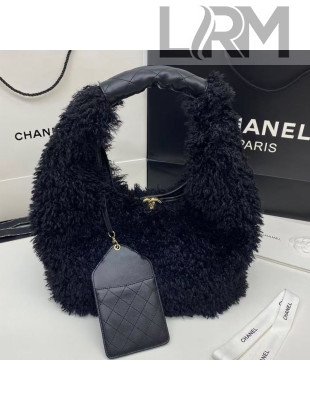Chanel Wool Small Hobo Bag AS2320 Black 2020