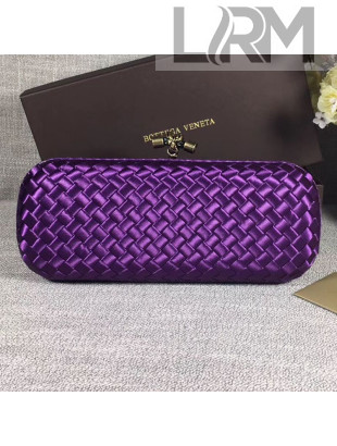 Bottega Veneta Large Silk Woven Knot Clutch with Snakeskin Trim Purple