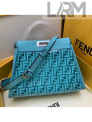 Fendi Transparent Peekaboo Regular Top Handle Bag Turquoise 2019