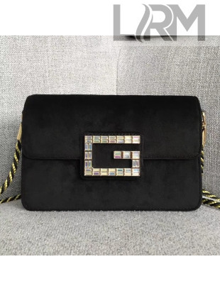 Gucci Velvet Shoulder Bag with Square G 544242 Black 2018