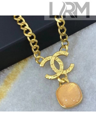 Chanel Resin Stone Necklace Gold 2020