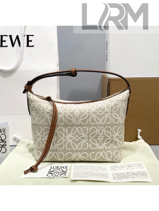 Loewe Small Cubi bag in Anagram jacquard and calfskin Beige/White 2021