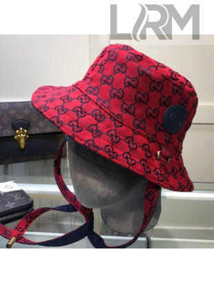 Gucci Multicolor GG Canvas Bucket Hat Red 2021 04