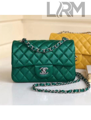 Chanel Quilting Pearl Caviar Calfskin Small Classic Flap Bag Green 2018