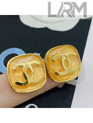 Chanel Resin Stone Stud Earrings Gold 2020