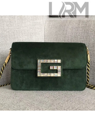 Gucci Velvet Shoulder Bag with Square G 544242 Dark Green 2018