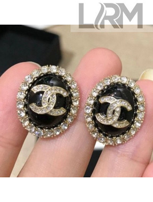 Chanel Resin Stone Stud Earrings AB4373 Black 2020