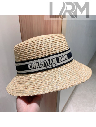 Dior Straw Embroidered Band Bucket Hat Black 2021