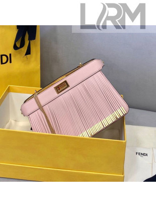 Fendi Peekaboo I See U Pochette Chain Bag with Fringes Pink 2021