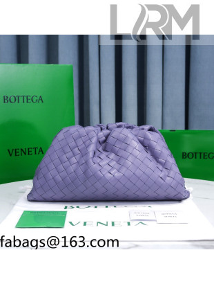Bottega Veneta The Large Pouch Clutch in Woven Lambskin Lavender Purple 2021 17