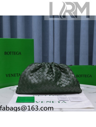 Bottega Veneta The Large Pouch Clutch in Woven Lambskin Raintree Green 2021 19