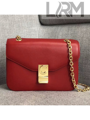 Celine Medium C Bag in Shiny Calfskin Red 2019