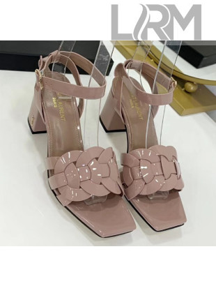 Saint Laurent Patent Leather Sandal With 6.5cm Heel Nude Pink 2020