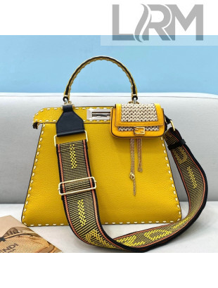 Fendi Medium Peekaboo ISeeU Bag in Stitching Full Grain Leather Yellow 2021