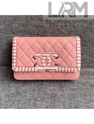 Chanel Vanity Grained Calfskin WOC Wallet on Chain A84451 Light Pink 2019
