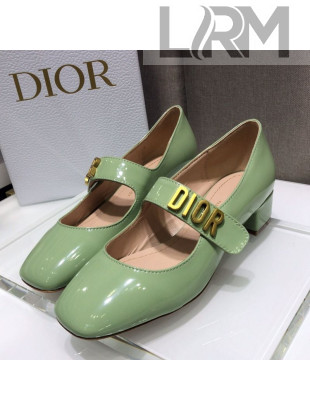 Dior Patent Calfskin Mary Janes Pumps Green 2021