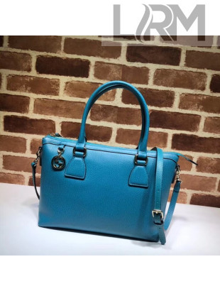 Gucci Interlocking G Charm Leather Tote Bag 449659 Turquoise 2019