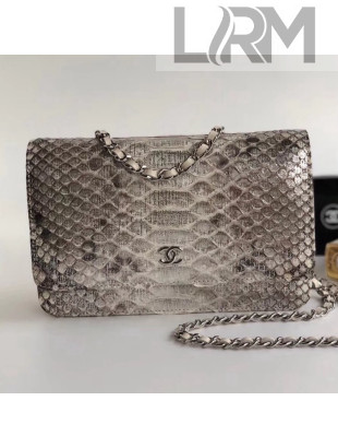Chanel Python Leather Wallet On Chain WOC Bag Silver/Grey 2018