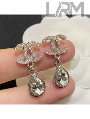 Chanel Crystal CC Short Earrings White 2021 110905
