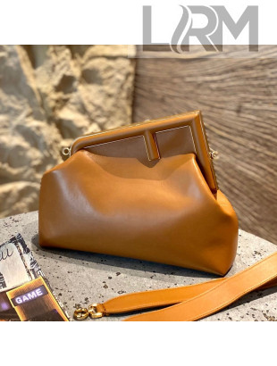 Fendi First Medium Leather Bag Caramel Brown 2021 80018L