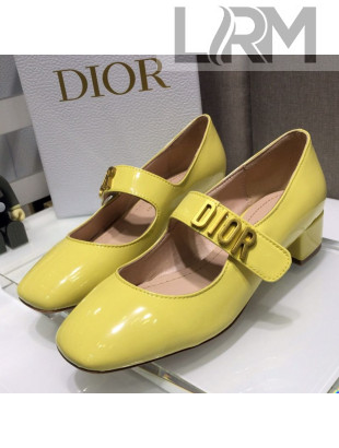 Dior Patent Calfskin Mary Janes Pumps Yellow 2021