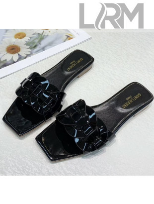 Saint Laurent Patent Leather Flat Sandal Black 2020