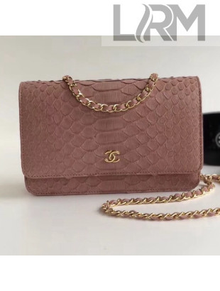 Chanel Python Leather Wallet On Chain WOC Bag Light Camo Brown 2018