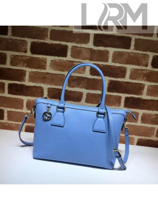 Gucci Interlocking G Charm Leather Tote Bag 449659 Blue 2019