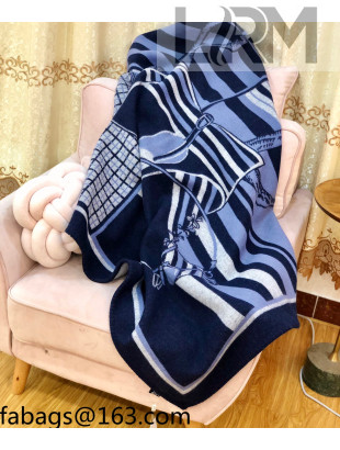 Hermes Wool Cashmere Blanket 165x135cm Blue 2021 21100735