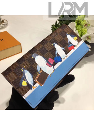 Louis Vuitton Damier Ebene Coated Canvas Sarah Wallet N64426 Penguins 2017