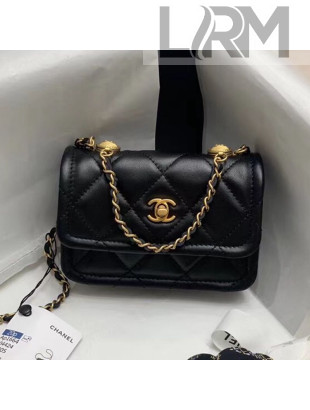 Chanel Quilted Lambskin Mini Flap Bag with Metal Button AP1664 Black 2020