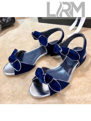 Chanel Lambskin & Velvet Knot Sandals G35298 Blue 2020