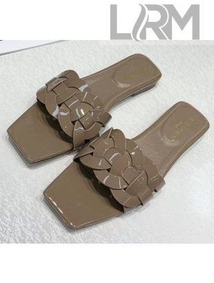 Saint Laurent Patent Leather Flat Sandal Grey 2020