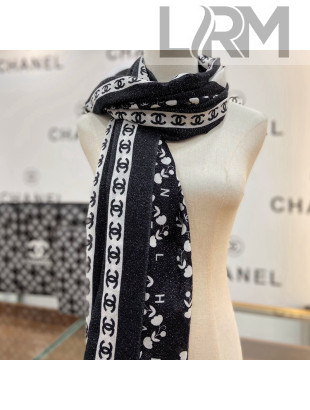 Chanel Cashmere Scarf 100x200cm Black 2021 21100737