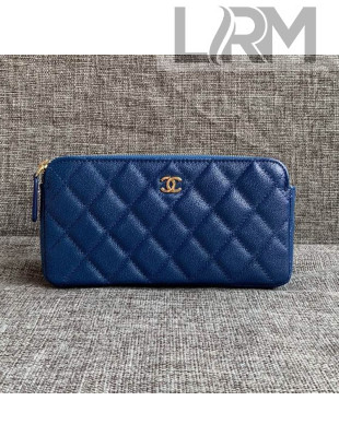 Chanel Grained Calfskin Classic Clutch with Chain A82527 Blue 2019