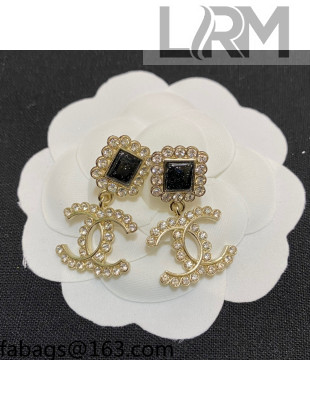 Chanel Crystal CC Short Earrings Black 2021 110908