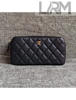 Chanel Grained Calfskin Classic Clutch with Chain A82527 Black 2019