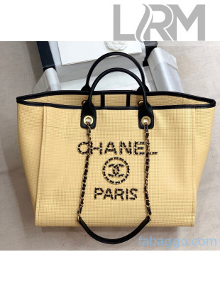 Chanel Weave Calfskin Deauville Large Shopping Bag A66941 Beige 2020