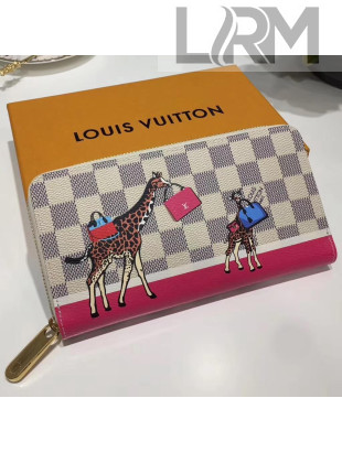 Louis Vuitton Damier Azur Canvas Zippy Wallet N60058 Giraffes 2017