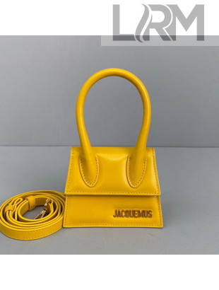 Jacquemus Le Chiquito Mini Top Handle Bag in Smooth Leather Yellow 2021