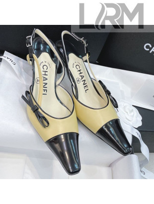 Chanel Vintage Lambskin Bow Slingback Pumps 8cm Apricot 2021 09