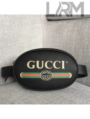 Gucci Logo Print Leather Belt Bag 476434 Black 2018