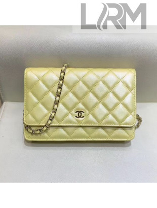 Chanel Iridescent Grained Calfskin Wallet on Chain WOC AP0315 Yellow 2019